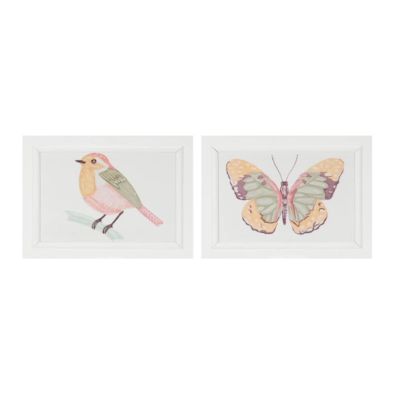 Framed Bird and Butterfly Wall Plaque (Set of 2)