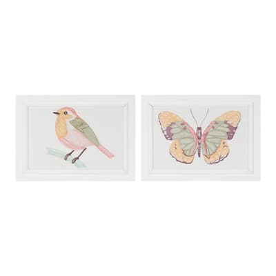 Framed Bird and Butterfly Wall Plaque (Set of 2)
