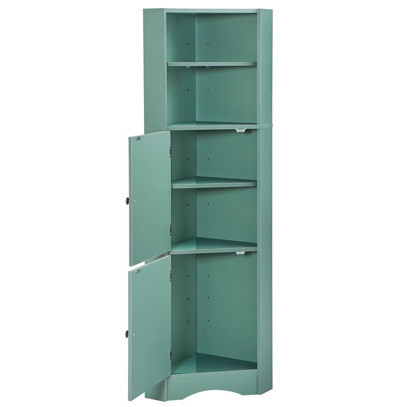 Corner Cabinet for Bathroom Practical Tall Wooden Bathroom Cabinet with 1 Open Shelf 2 Door Freestanding Storage Cabinet