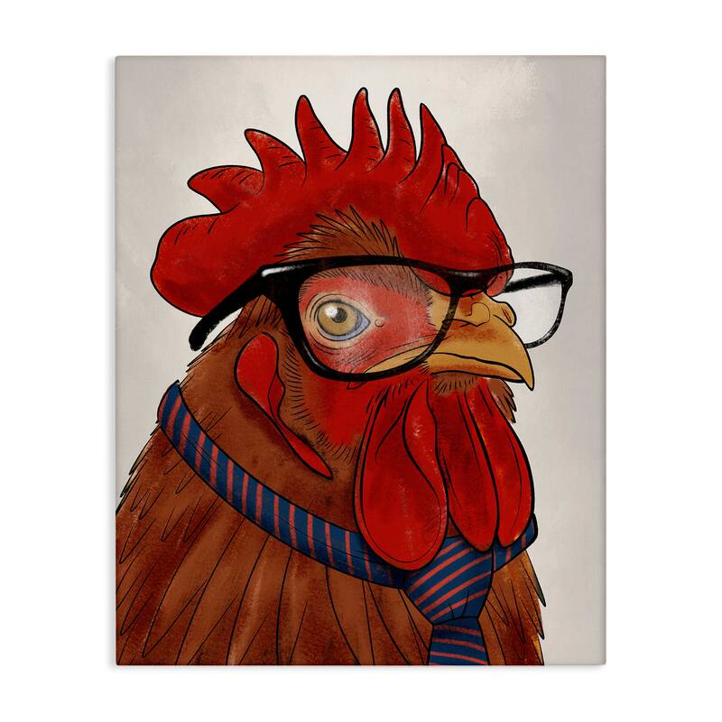 Stupell Trendy Rooster with Tie Canvas Wall Art Design By Marcus Prime - 16 x 20