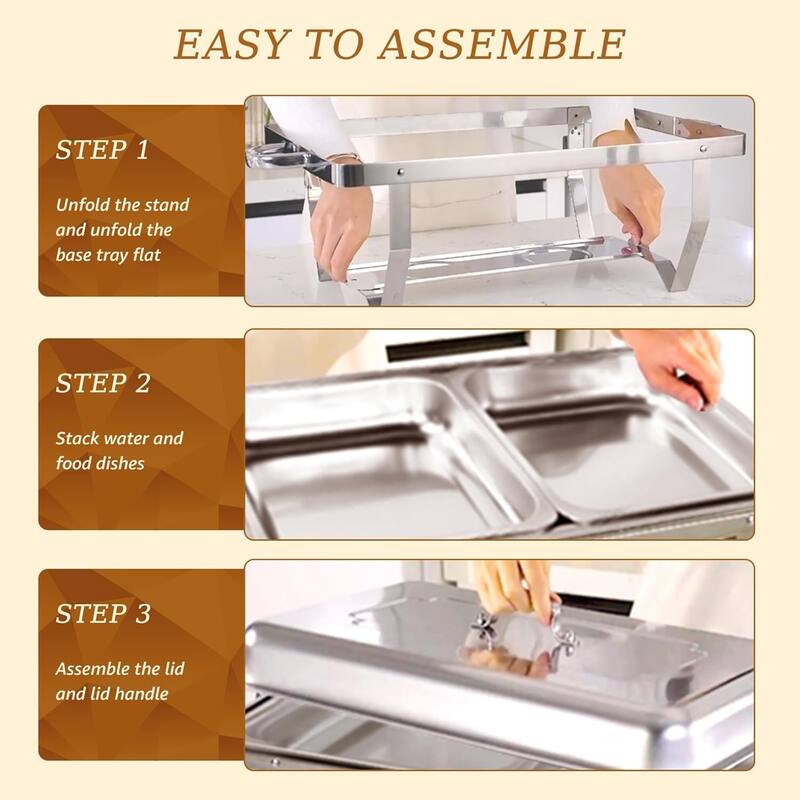 8QT Chafing Dish Buffet Set with 1/3 Size Food Pan for Wedding