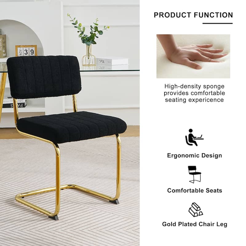Set of 2 Modern Upholstered Dining Chair with Metal Leg