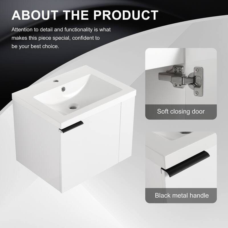 Plywood Wall-Mounted Bathroom Vanity with Integrated Resin Sink