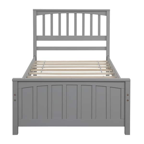 slide 2 of 18, Wood Platform Bed with Headboard & Footboard - Twin Size, Durable Design