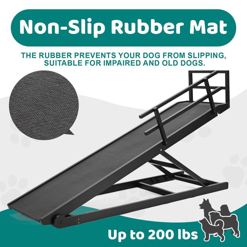 DoCred Pet Ramp, Portable Adjustable Height Folding Dog Ramp