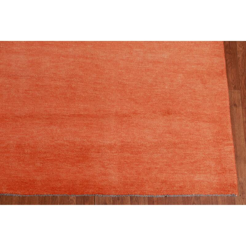 Hand Knotted Oriental 100% Wool Carpet Modern Solid Oranges & Rust Gabbeh Area Rug - 12' 1'' X 9' 0''