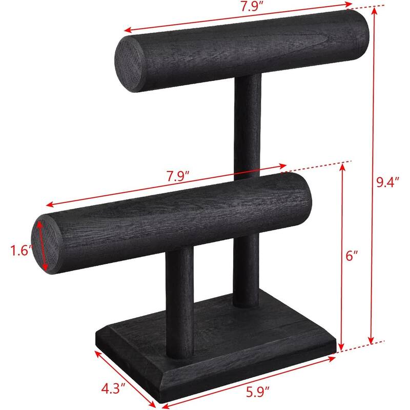 2 Tier Wooden Jewelry Bracelet Watch Display Tower - Small