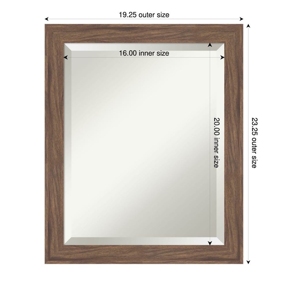 Pia Medium Brown Narrow Beveled Framed Bathroom Vanity Wall Mirror - Pia Medium Brown Narrow