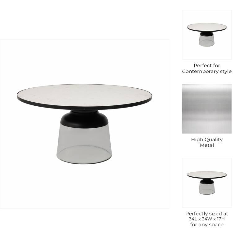 Modern Metal Stone Marble Accent Table with Stylish Decorative Base