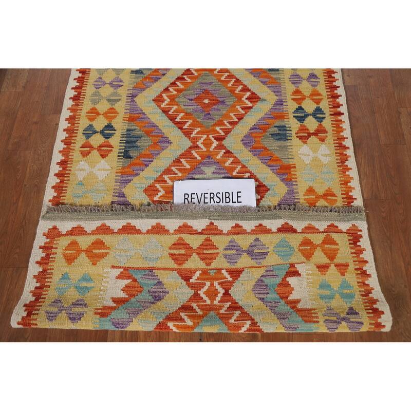 Southwestern Kilim Rug Flatweave Reversible Oriental Wool Carpet 3'3