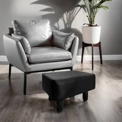 Furniture of America Orion Contemporary Black Retangular PU Leather Foot Rest Stool Set of 2