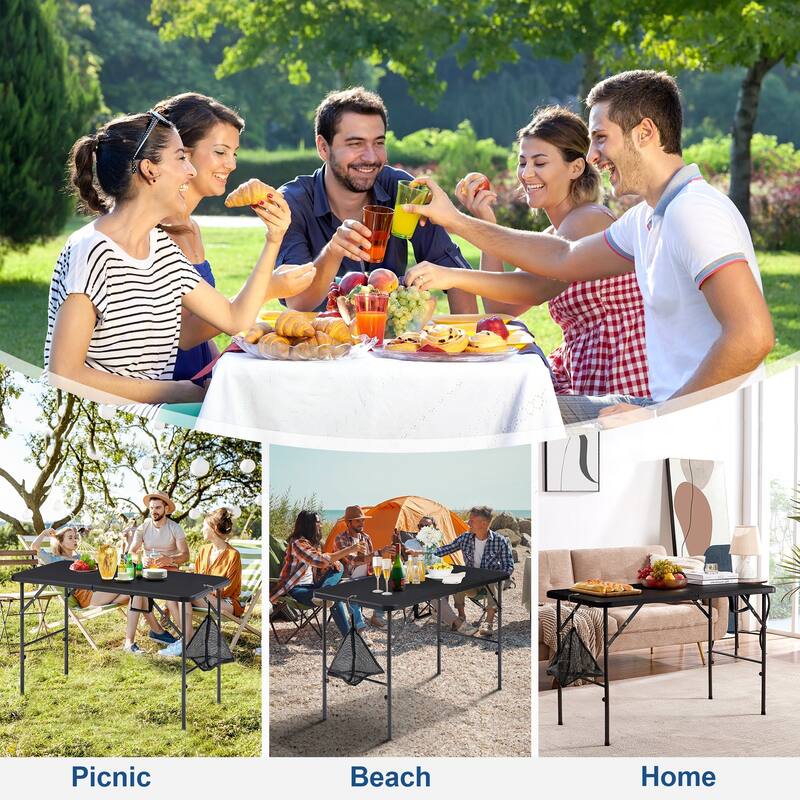 Camping Table with Mesh Bag Foldable Table Indoor Outdoor Portable Camping Table Suitable for Picnic Camping BBQ Backyard Beach