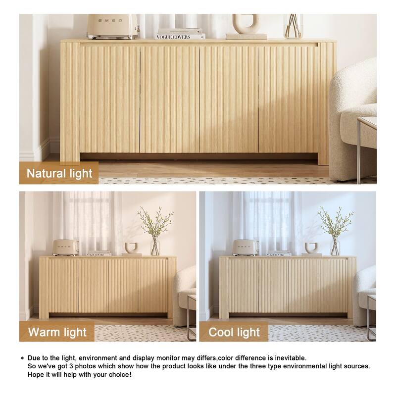 Mid-Century Modern Large 4-Door Cabinet Storage Sideboard