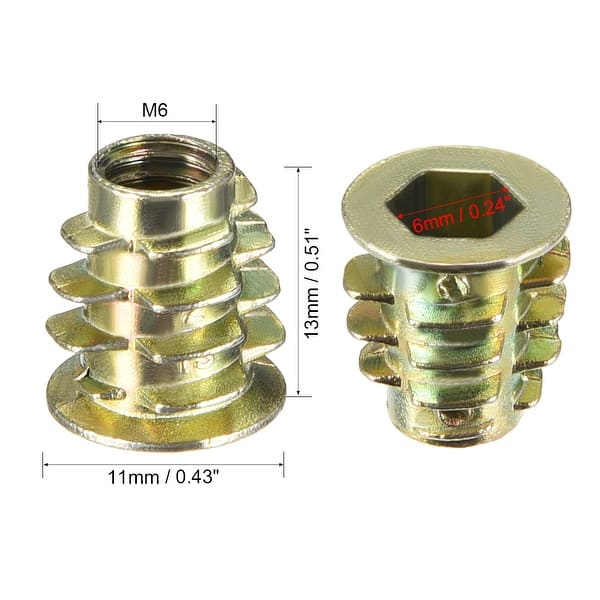 Threaded Insert Nuts Zinc Alloy Hex Socket M6 Internal Threads 13mm ...