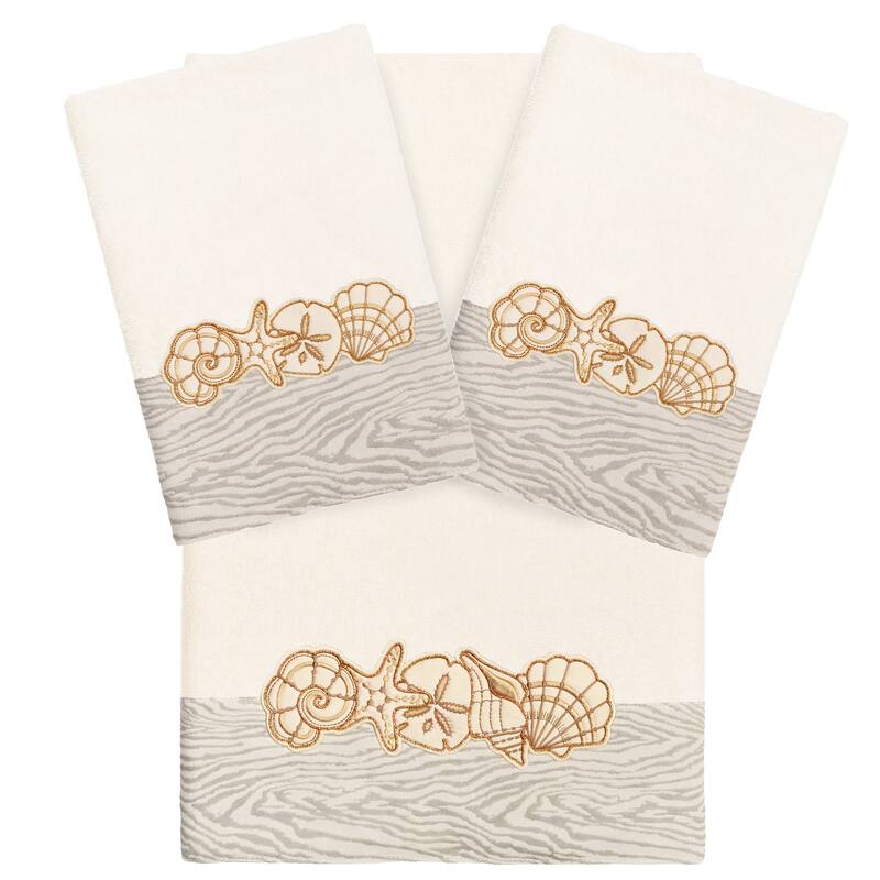 Authentic Hotel and Spa Turkish Cotton Shell Row 3PC Towel Set - Beige