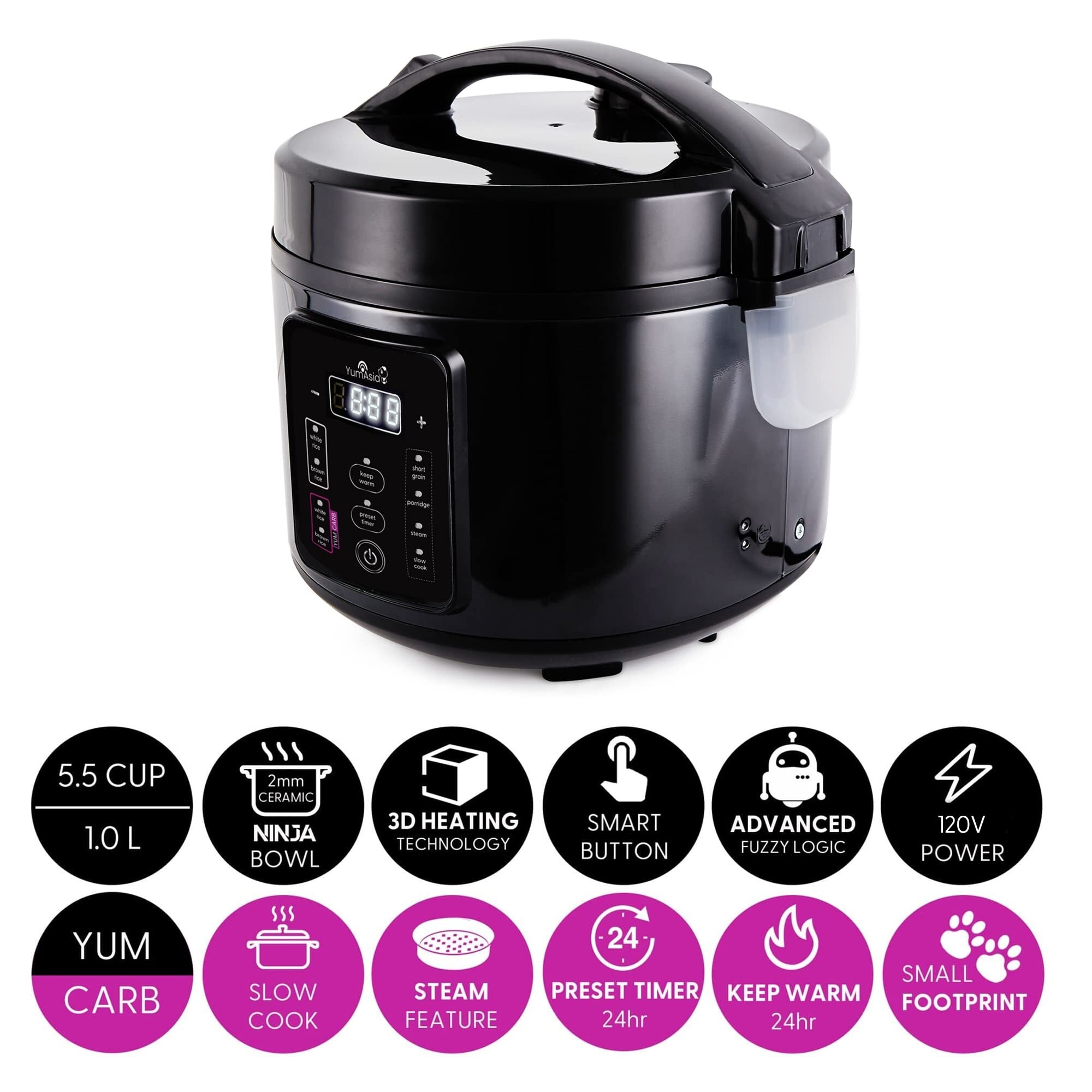 Rice Cooker with Ceramic Bowl and Advanced Fuzzy Logic 5.5 Cups 1 Litre 5 Rice Cooking 3 Multicooker Functions 110V Bed Bath Beyond 39107855