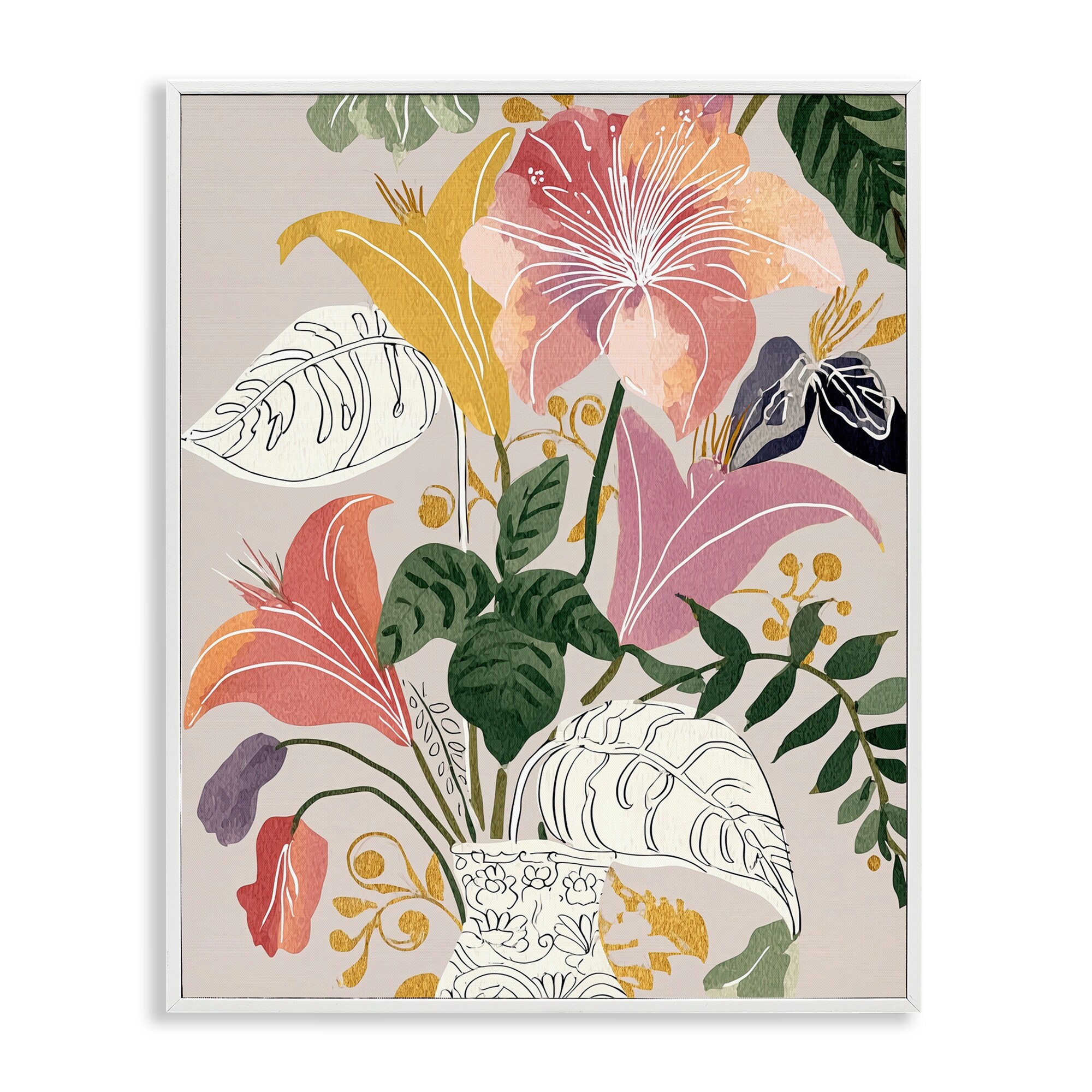 Stupell Playful Flower Bouquet Framed Giclee Art Design By Annabelle Hall