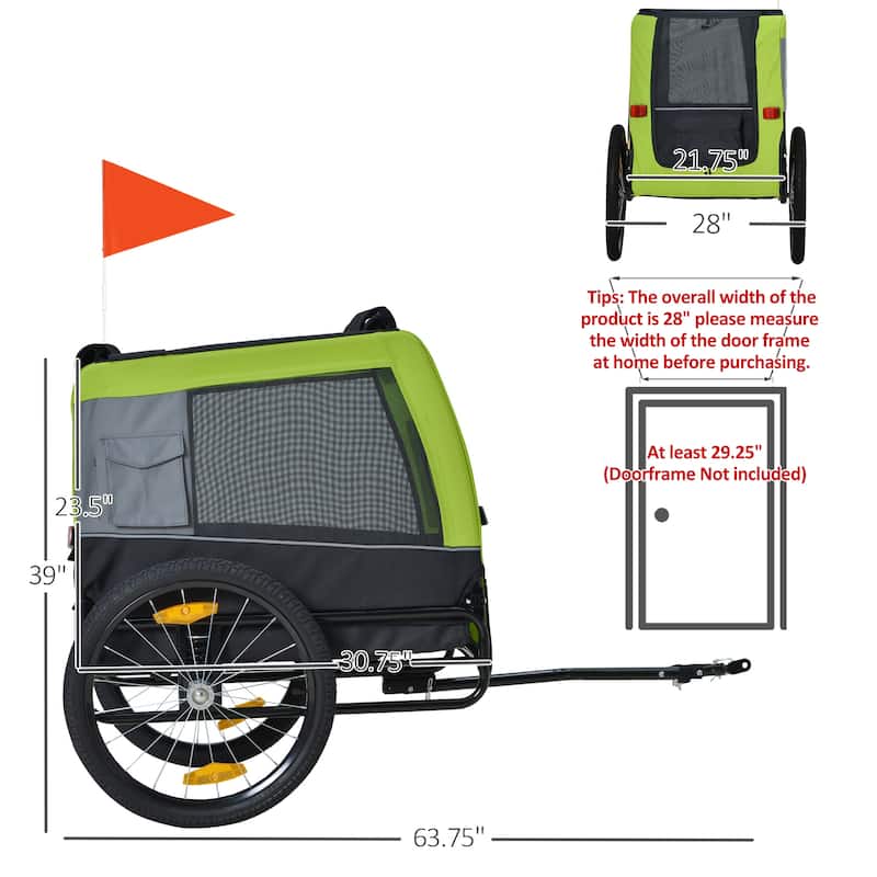 Aosom Dog Bike Trailer with Suspension System, Hitch for Medium Dogs, Pet Wagon & Dog Trailer for Bicycle with Storage Pocket
