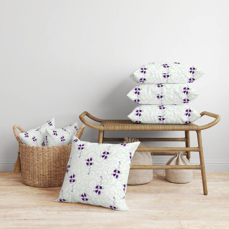 Orchid Artistry Faux Suede Reversible Throw Pillow Green and Violet