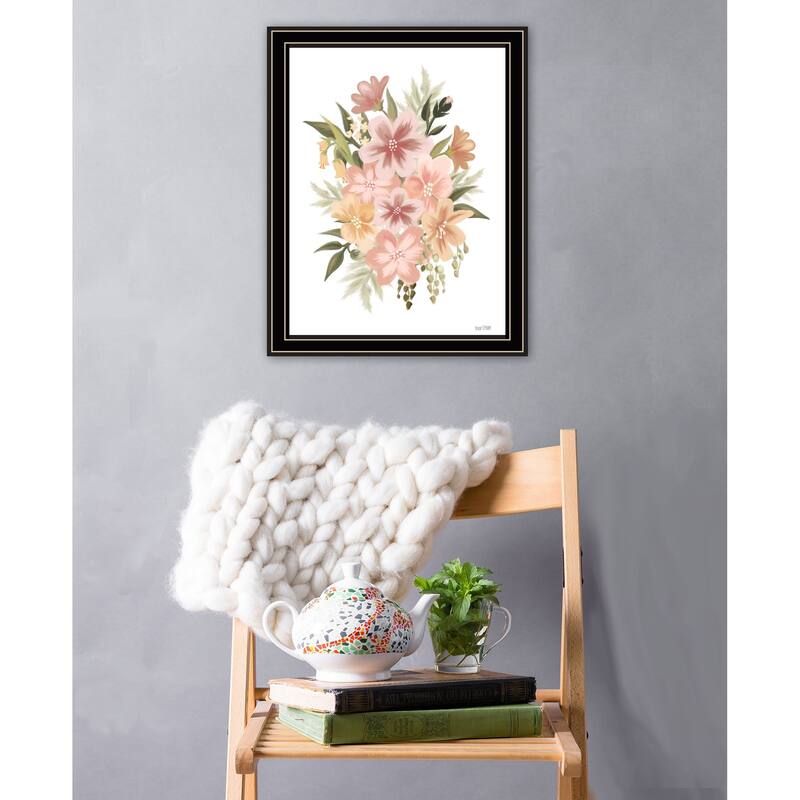 TrendyDecor4U Contemporary "Peachy Petals" Framed Print Wall Art