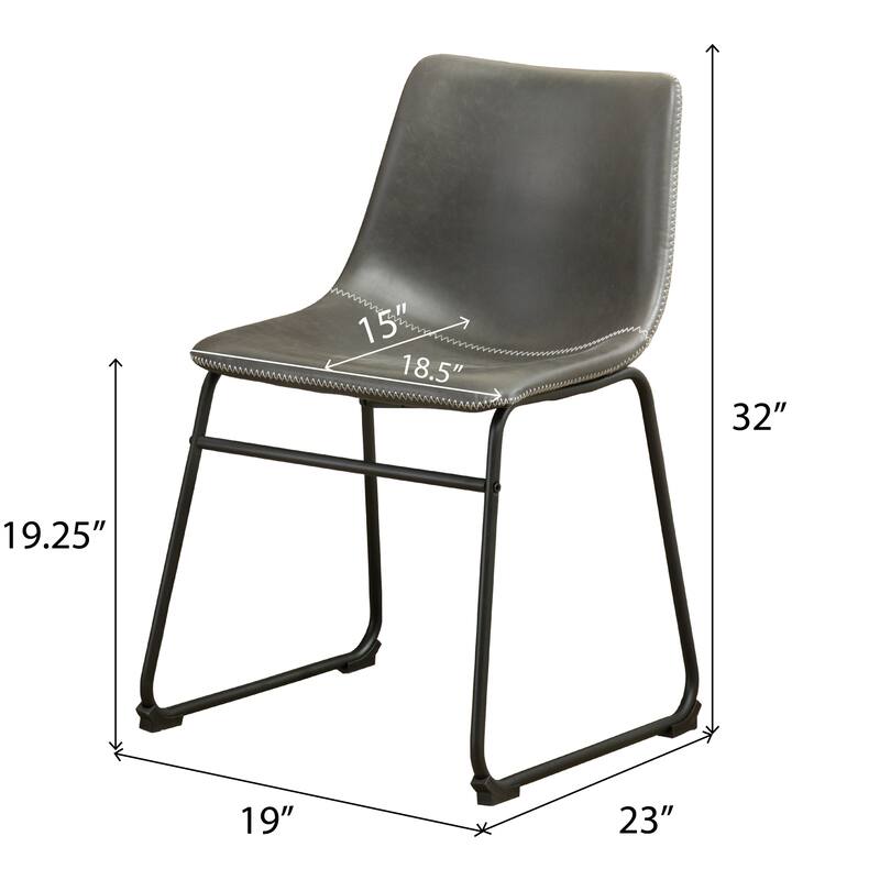 Gray Leather Barrel Chairs with Sled Base, Exquisite Round Dining Table with Trestle, Kitchen Table and Chairs Set