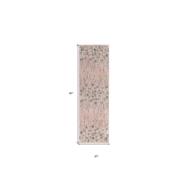 Power Loomed Abstract Floral Stain Resistant Area Rug - 87' X '27' X '0.5