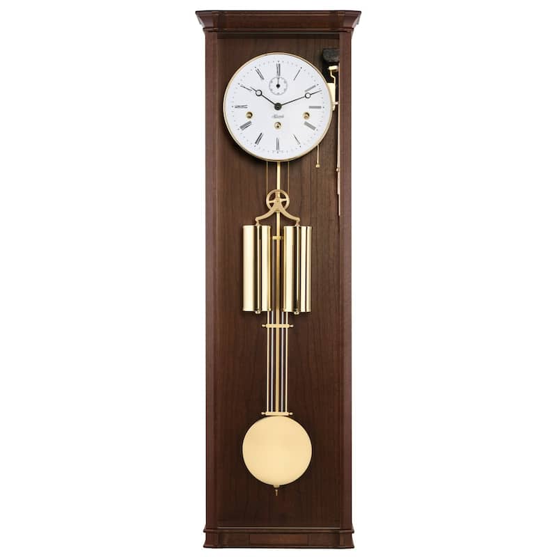 Filigree Pendulum Wall Clock - 34.5" - Walnut and Brass Finish