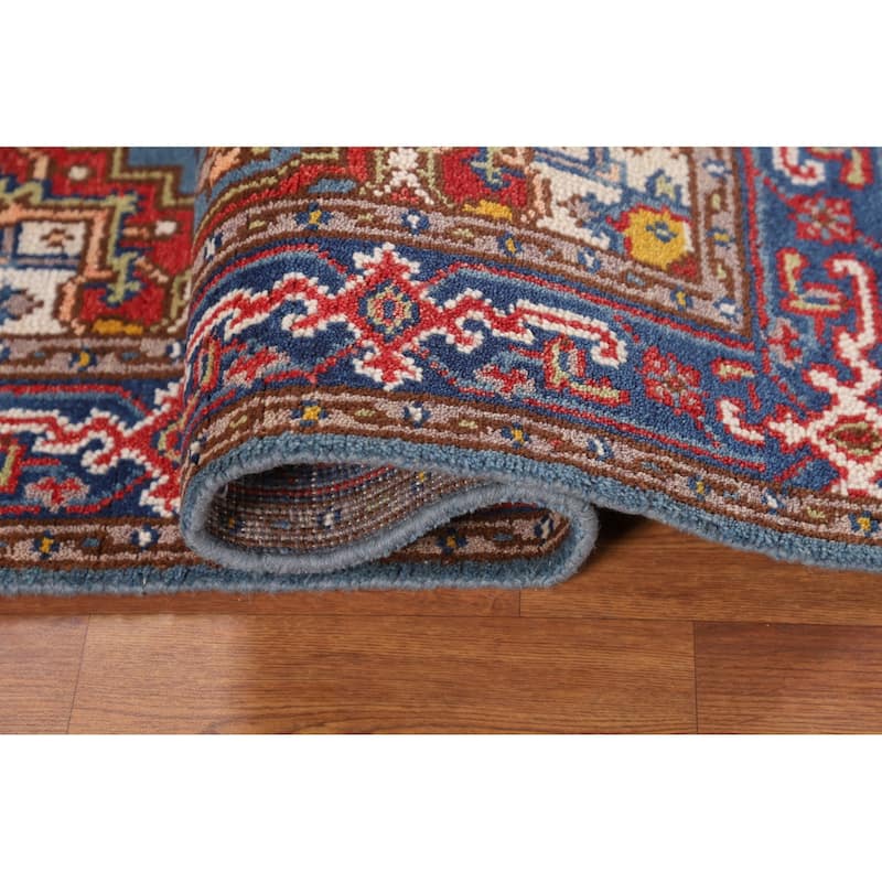 Blue Geometric Heriz Serapi Oriental Foyer Rug Handmade Wool Carpet - 3'0"x 5'0"