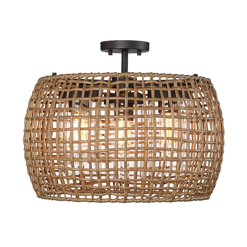 Golden Lighting 1067-OSF MAW Piper 3 Light 19" Wide Semi-Flush Drum