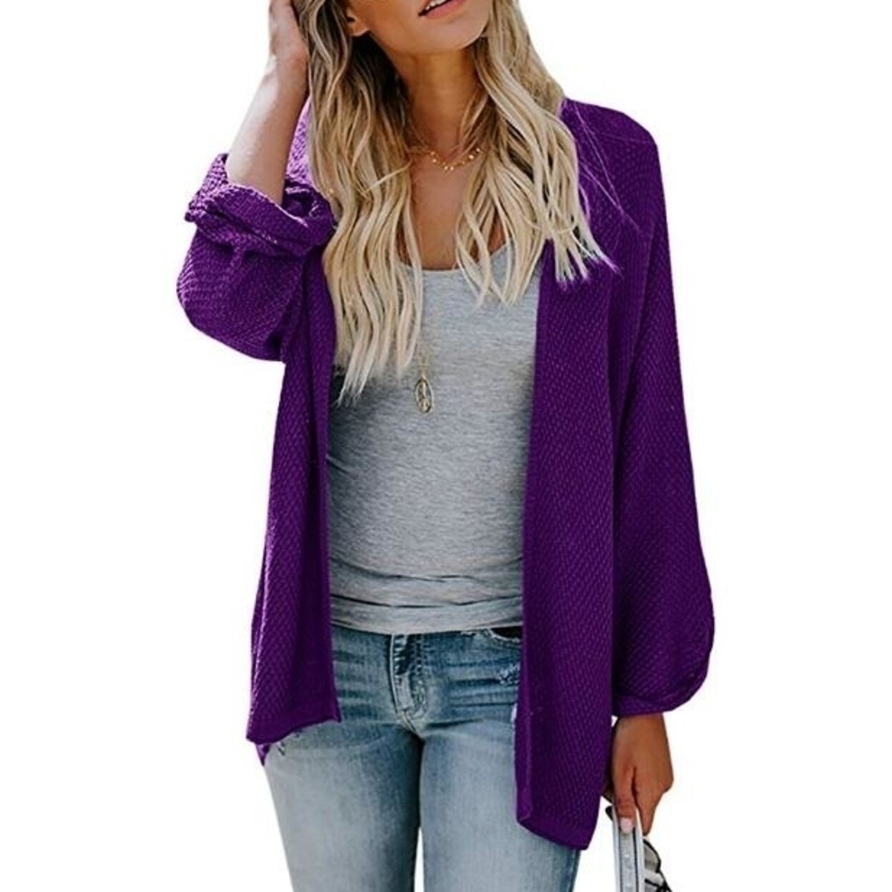 long mauve cardigan
