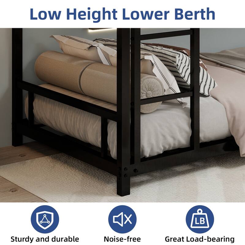 GDFStudio - Heavy-Duty Metal Twin over Twin Bunk Bed Frame