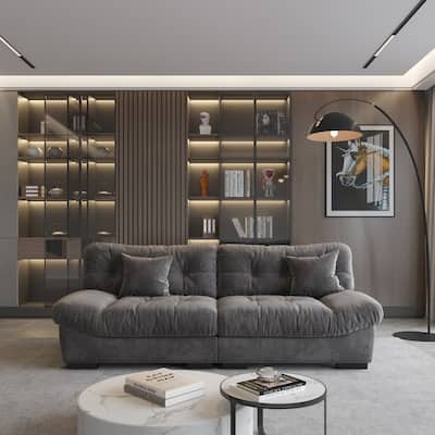 89" Fluffy Cloud Couches Sectional, Modern Minimalist Sofas With Two Pillows