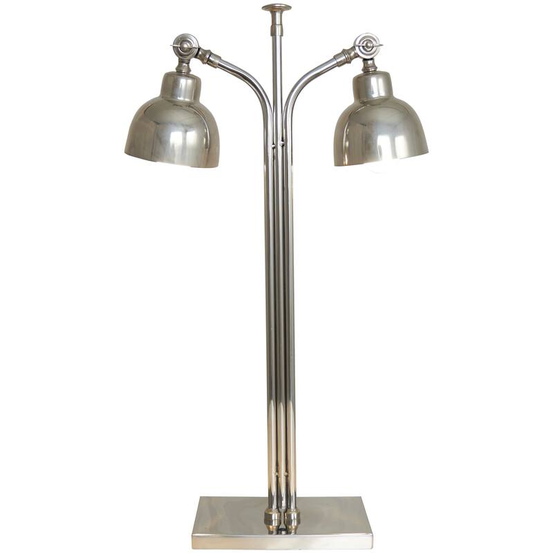 Silver or Brass Stainless Steel Desk Lamp with Dual Shades
