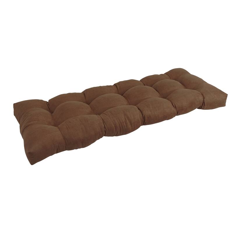 Solid Microsuede Tufted Indoor Bench Cushion (Multiple widths from 42 to 60 inch) - 46" wide - Chocolate