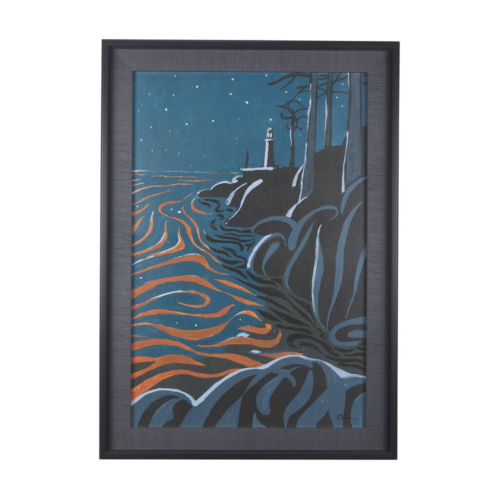 Sea Bay At Night III Framed Art Print