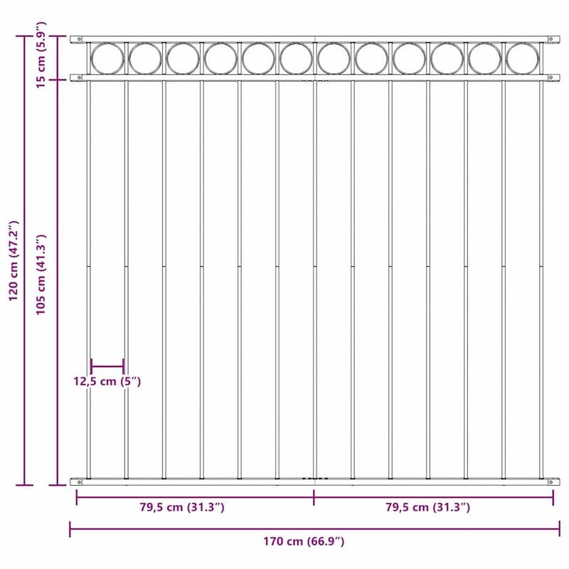 vidaXL Garden Fence Gray Steel
