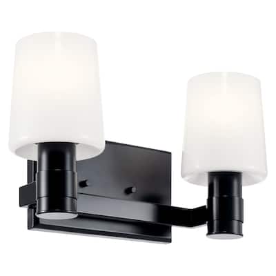 Adani 14.5 in. 2-Light Bathroom Vanity Light with Opal Glass