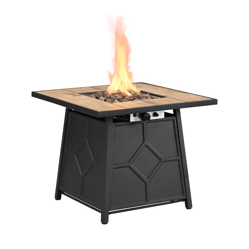 Clihome 23.62-inch Square 40,000 BTU Auto-Ignition Propane Gas Firepit