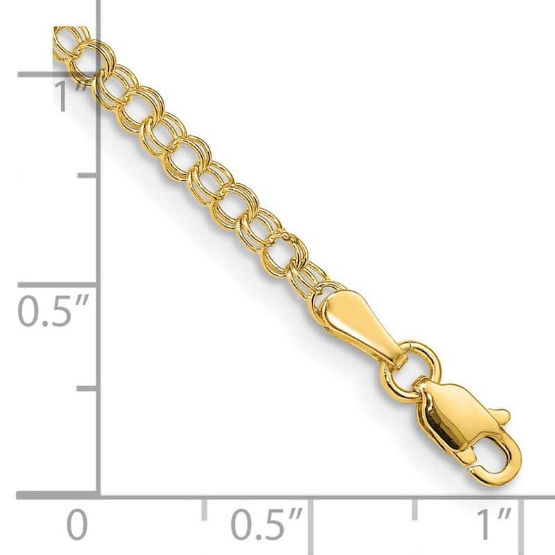 Curata 14k Yellow Gold 3mm Hollow Double Link Charm Bracelet Options: 7" 8"