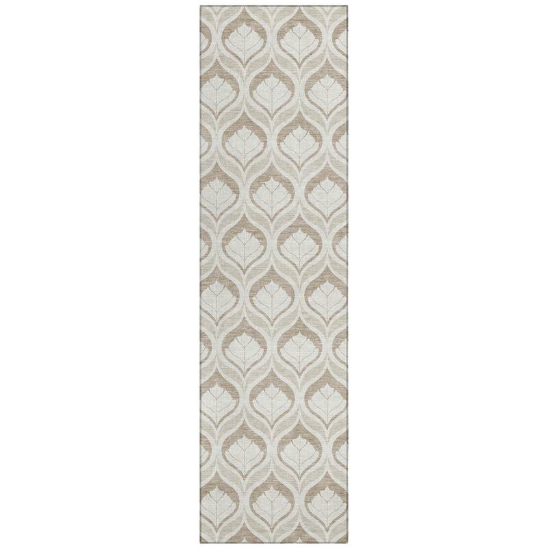 Machine Washable Indoor/ Outdoor Modern Trellis Chantille Rug