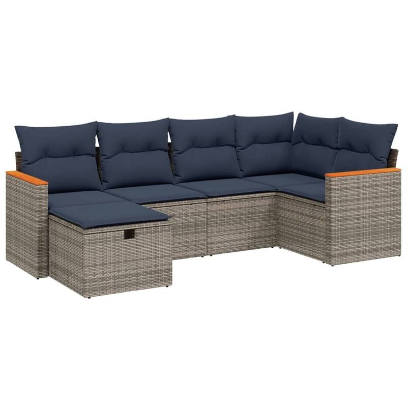 vidaXL Patio Sofa Set with Cushions Outdoor Conversation Furniture Poly Rattan
