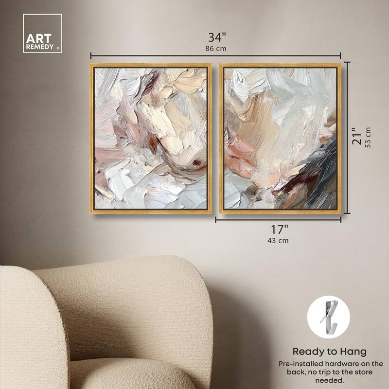 Running Horse Neutral I Canvas Set of 2 by Art Remedy
