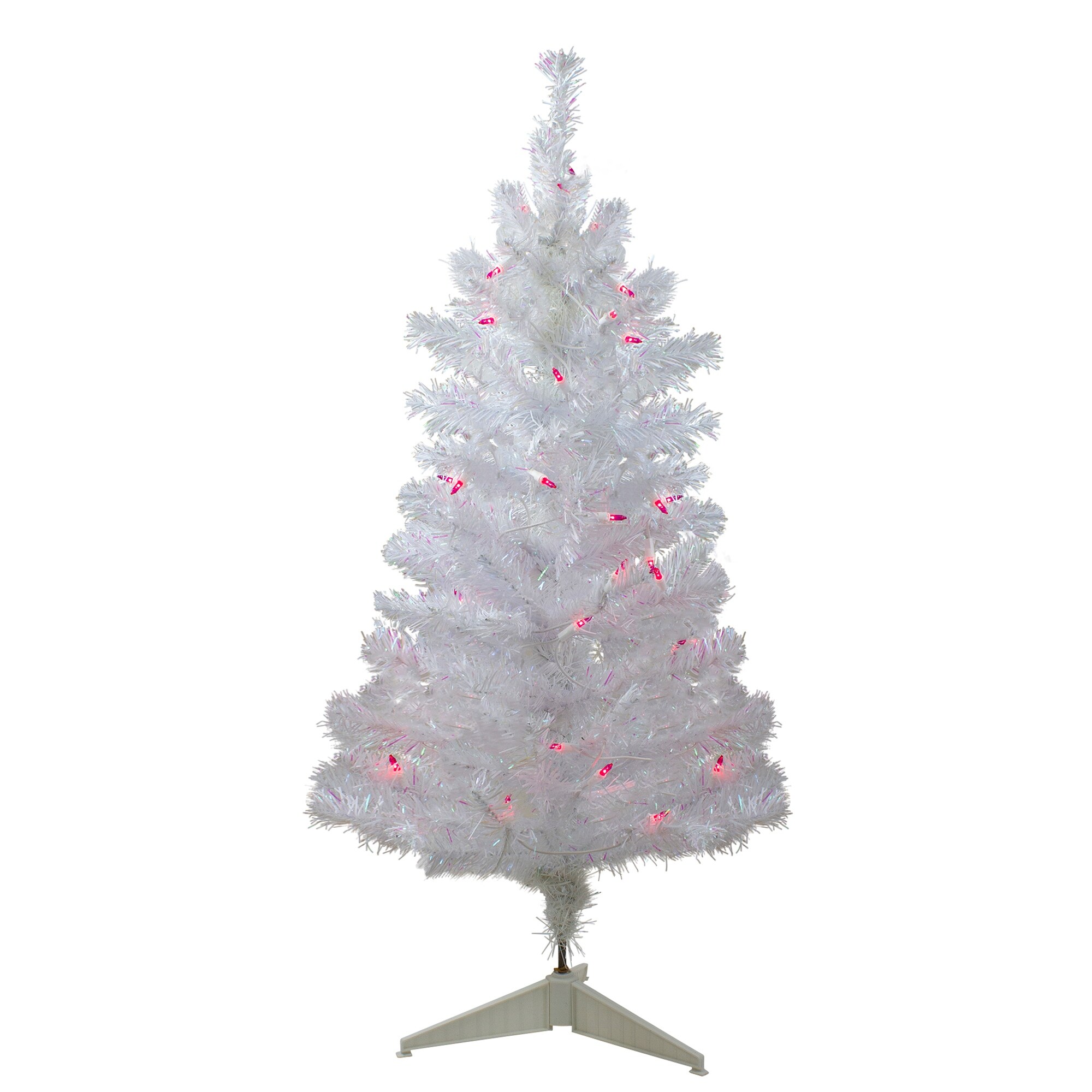 Shop 3 Pre Lit White Iridescent Pine Slim Artificial Christmas Tree Pink Lights 3 Foot Overstock 18539564