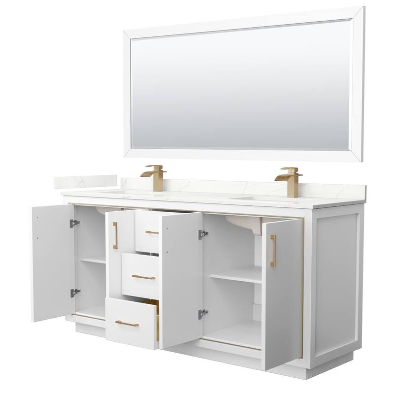 Icon 72-inch Double Vanity, Quartz Top, 70-inch Mirror