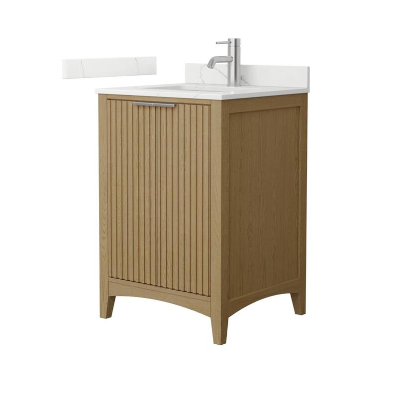Wyndham Collection WCF9191-24S-QTZ-UNSMXX Palmilla 24" Free Standing - Natural Oak / Giotto Quartz Top / Brushed Nickel