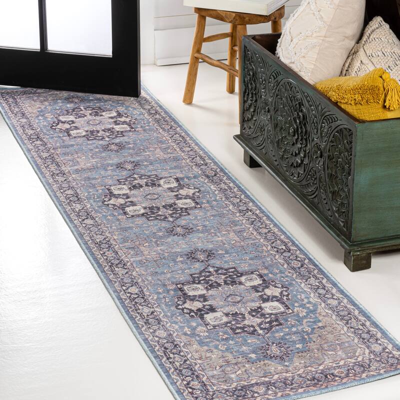 JONATHAN Y Marrakesh Ornate Medallion Machine Washable Area Rug