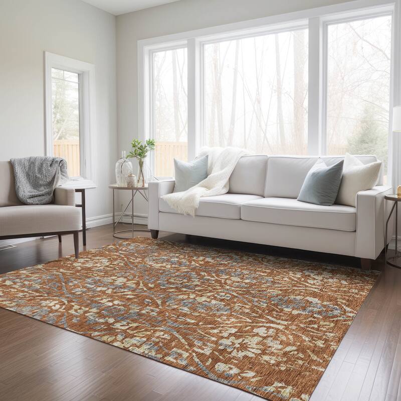 Machine Washable Indoor/ Outdoor Chantille Traditional Distressed Rug