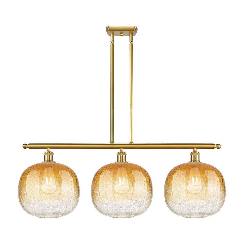 Innovations Lighting Endless Possibilities Ballston - Brookhaven Sphere - 3 Light 37" Stem Hung Island Light - Satin Gold/Amber