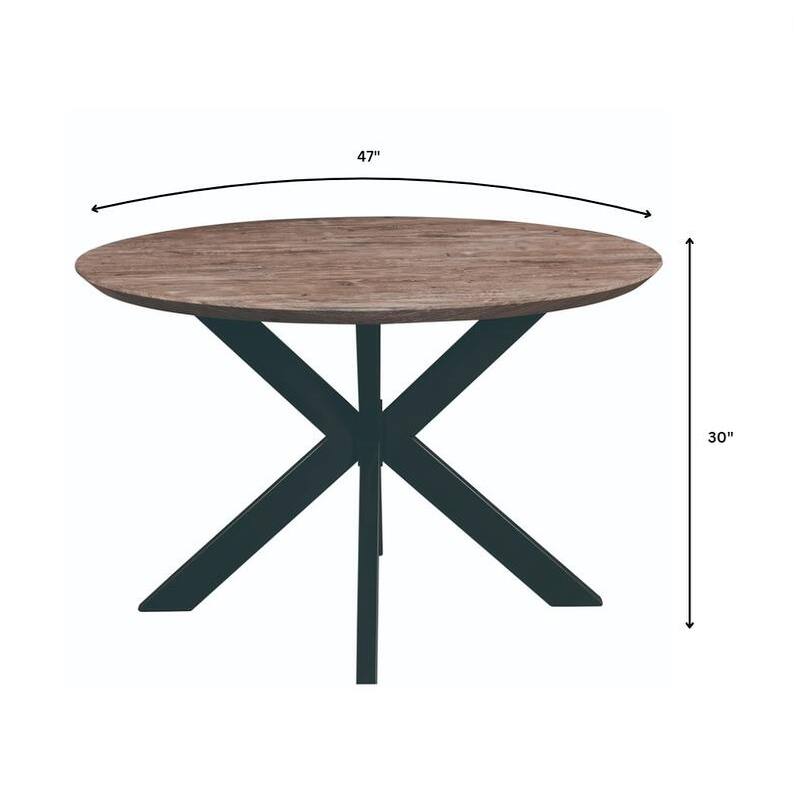 Ravenna 47" Modern Solid Wood Round Top Dining Table With X-Shape Powder Coated Metal Legs for Dining Room & Kitchen