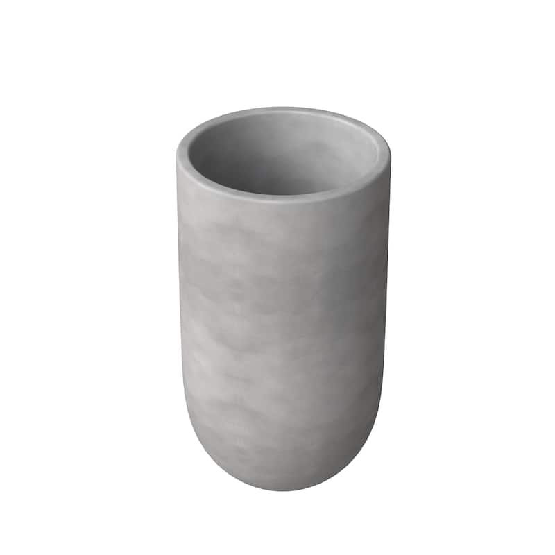 Topiary Mid-Century Modern Cylinder Fiberstone and MgO Clay Planter Pot Drainage Holes for Indoor Outdoor Home Office Patio - 31" Height